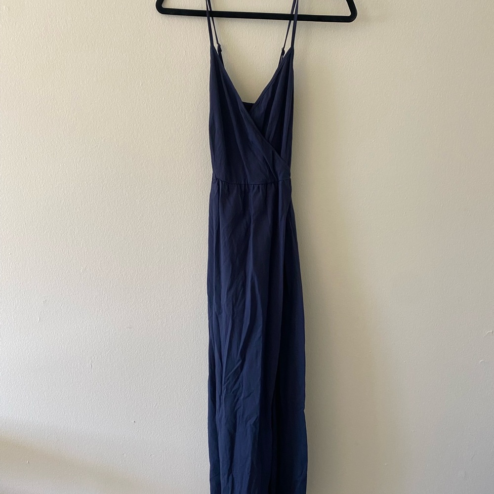 Blue Sleeveless Spaghetti Strap Maxi Sundress